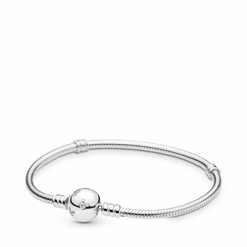 Pandora Disneyr Moments Sparkling Mickey Mouse & Snake Chain Bracelet - Sterling Silver/Cubic Zircon